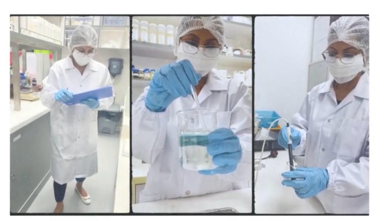 Dr. Zulaikha Hanif formulating and testing scalp care products in the lab